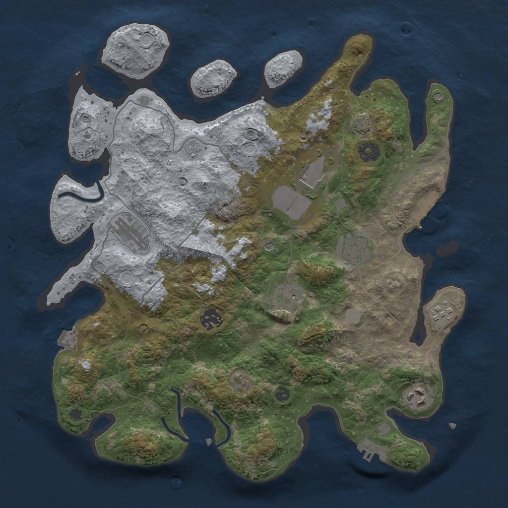 Rust Map: Procedural Map, Size: 3600, Seed: 13935720, 15 Monuments