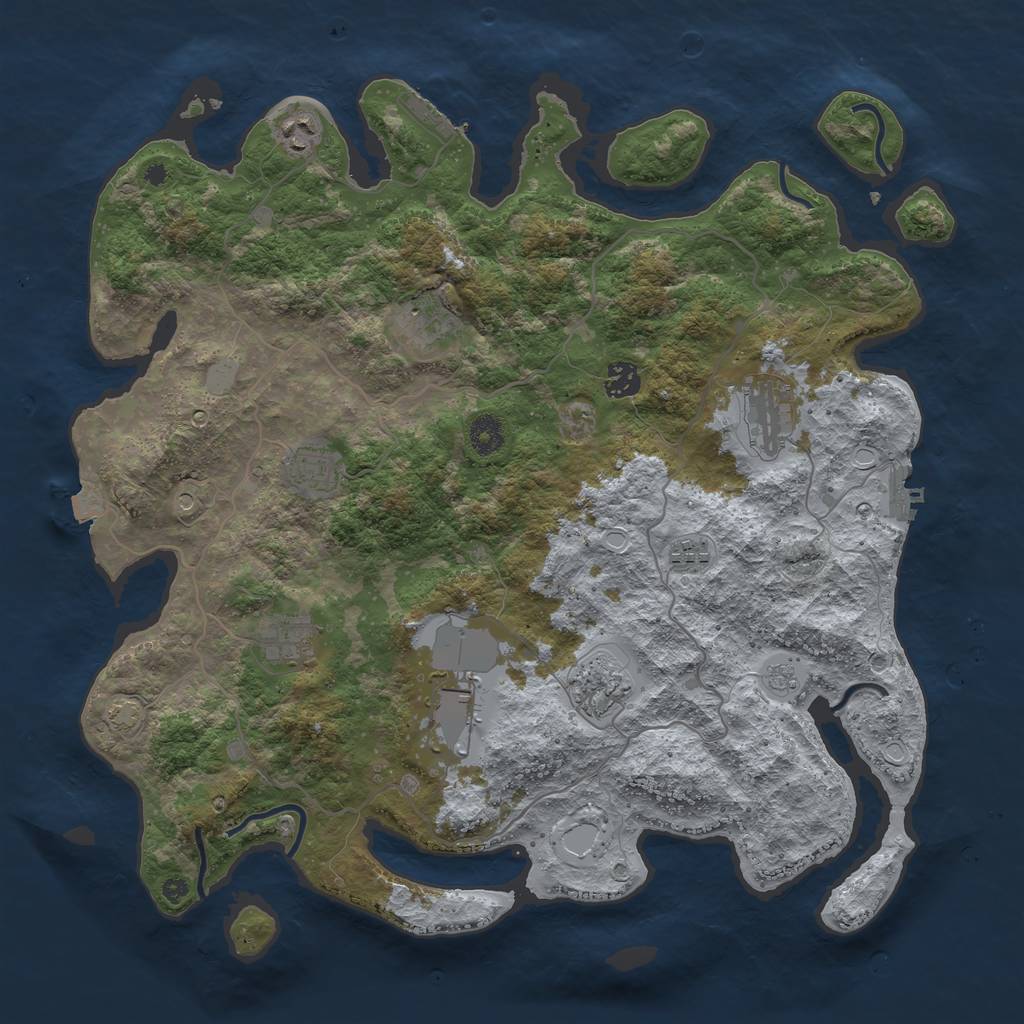 Rust Map: Procedural Map, Size: 4100, Seed: 61462623, 17 Monuments