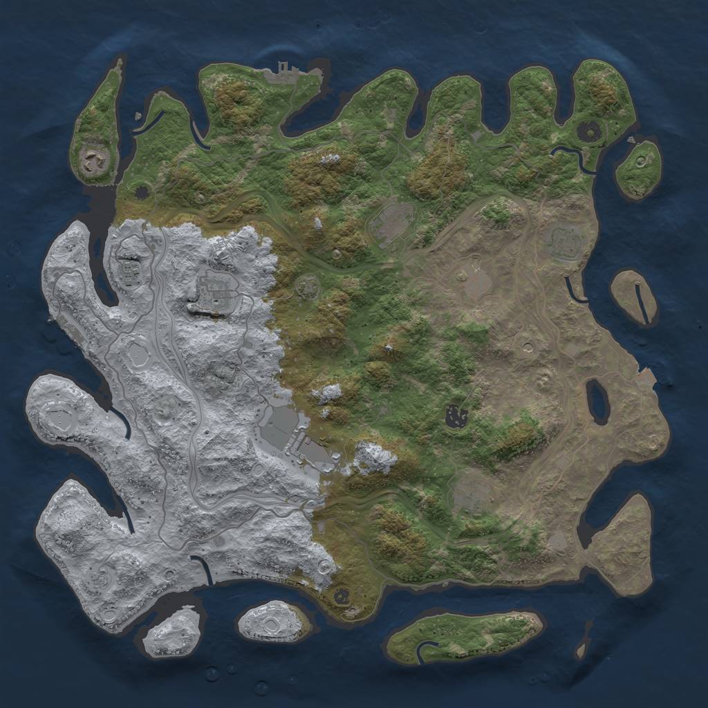 Rust Map: Procedural Map, Size: 4500, Seed: 1276566601, 17 Monuments