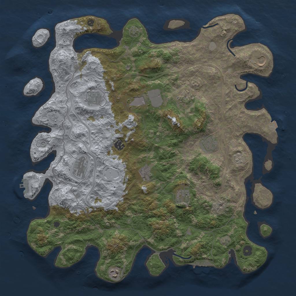 Rust Map: Procedural Map, Size: 4400, Seed: 36190954, 19 Monuments