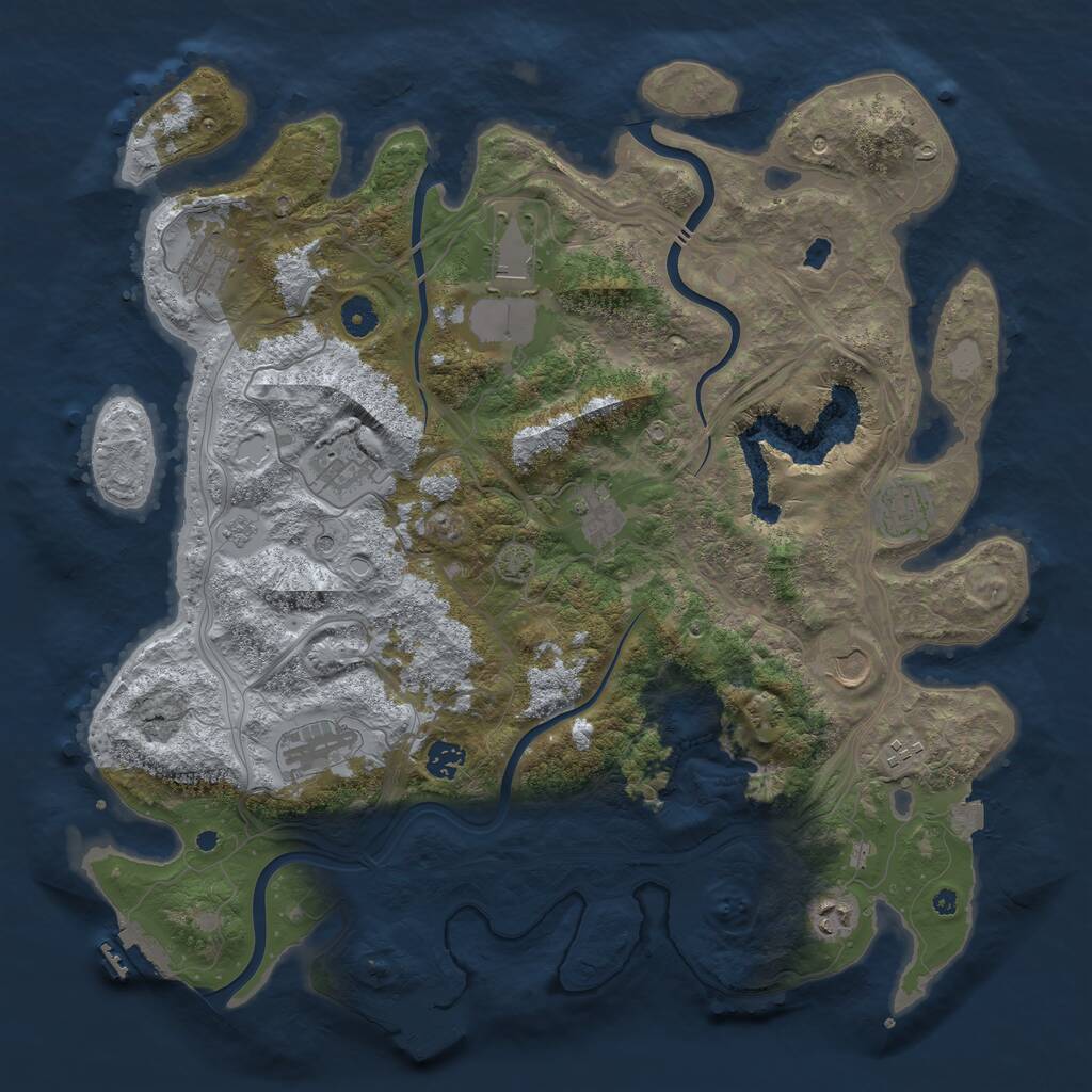 Rust Map: Procedural Map, Size: 4300, Seed: 19789271, 16 Monuments