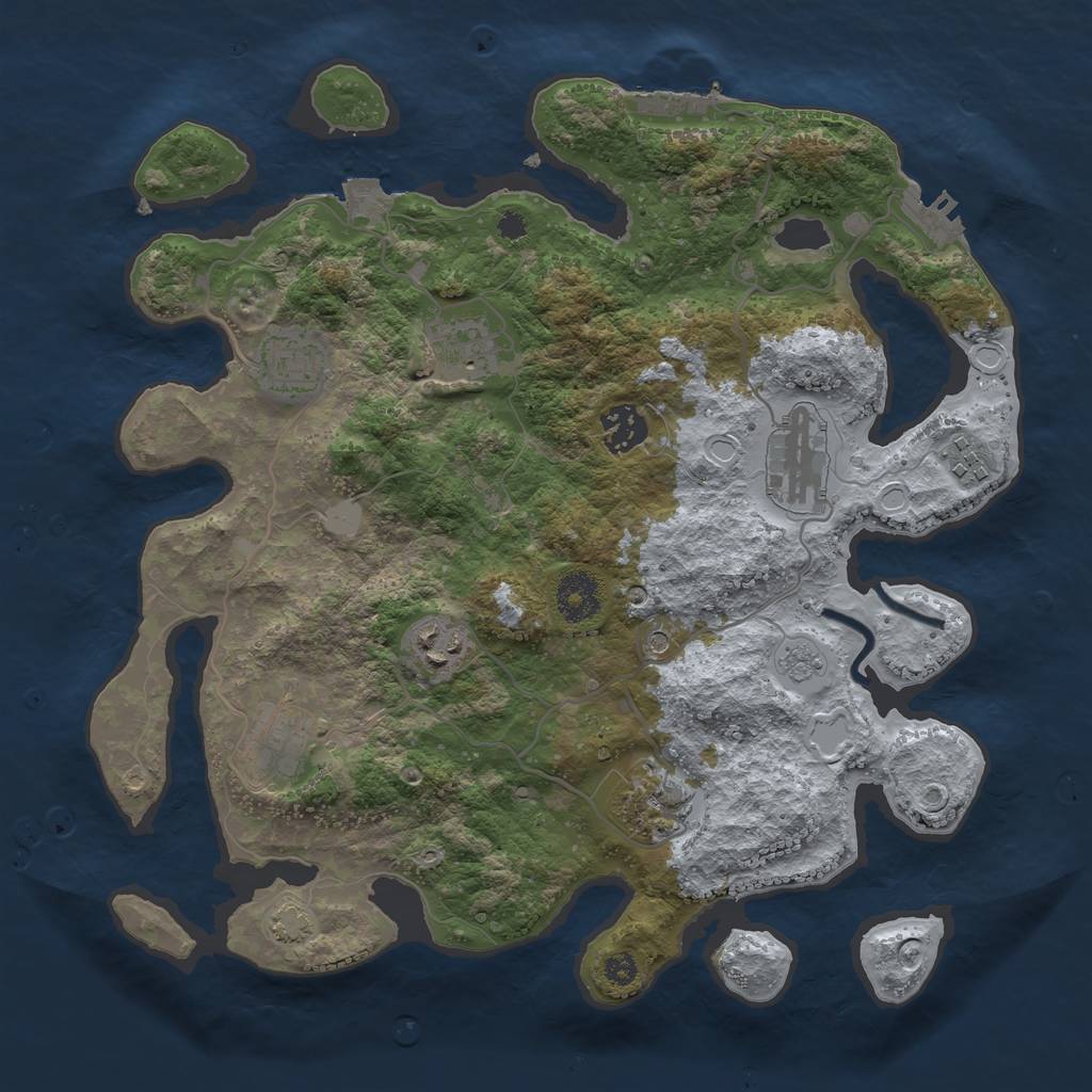Rust Map: Procedural Map, Size: 3400, Seed: 64725752, 16 Monuments