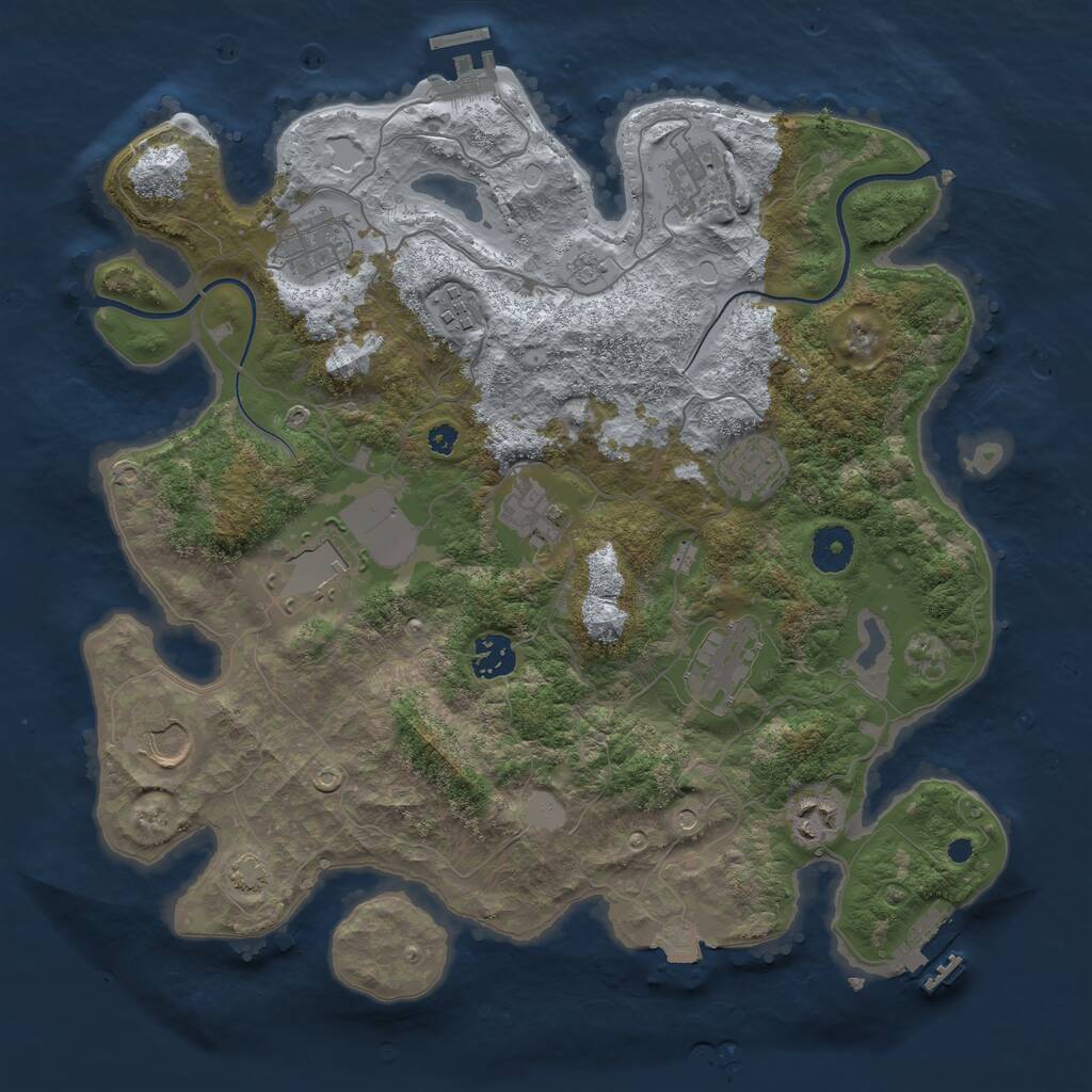 Rust Map: Procedural Map, Size: 3650, Seed: 78941946, 16 Monuments