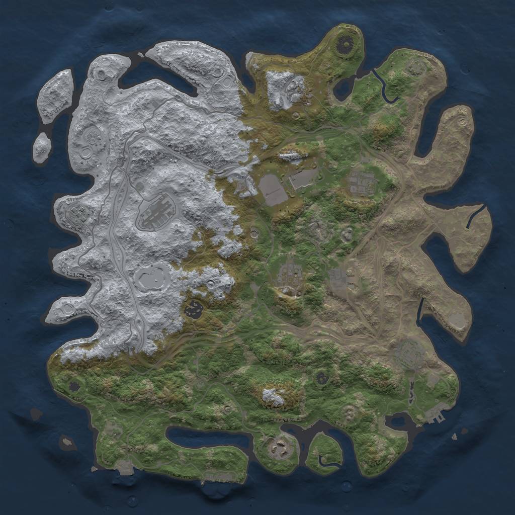 Rust Map: Procedural Map, Size: 4250, Seed: 56961141, 18 Monuments