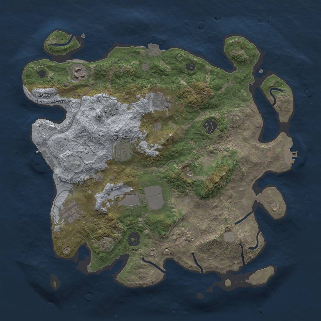 Rust Map: Procedural Map, Size: 3500, Seed: 612490, 16 Monuments