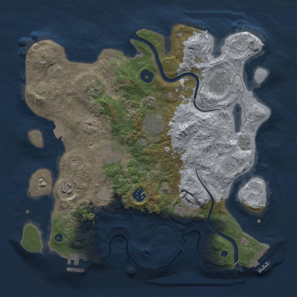 Rust Map: Procedural Map, Size: 3450, Seed: 56130154, 14 Monuments
