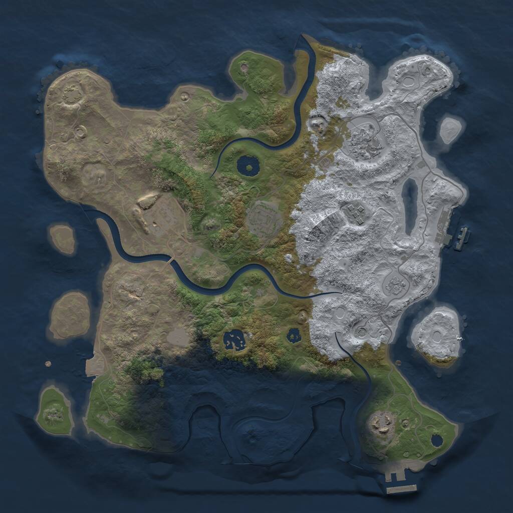 Rust Map: Procedural Map, Size: 3450, Seed: 56130154, 12 Monuments