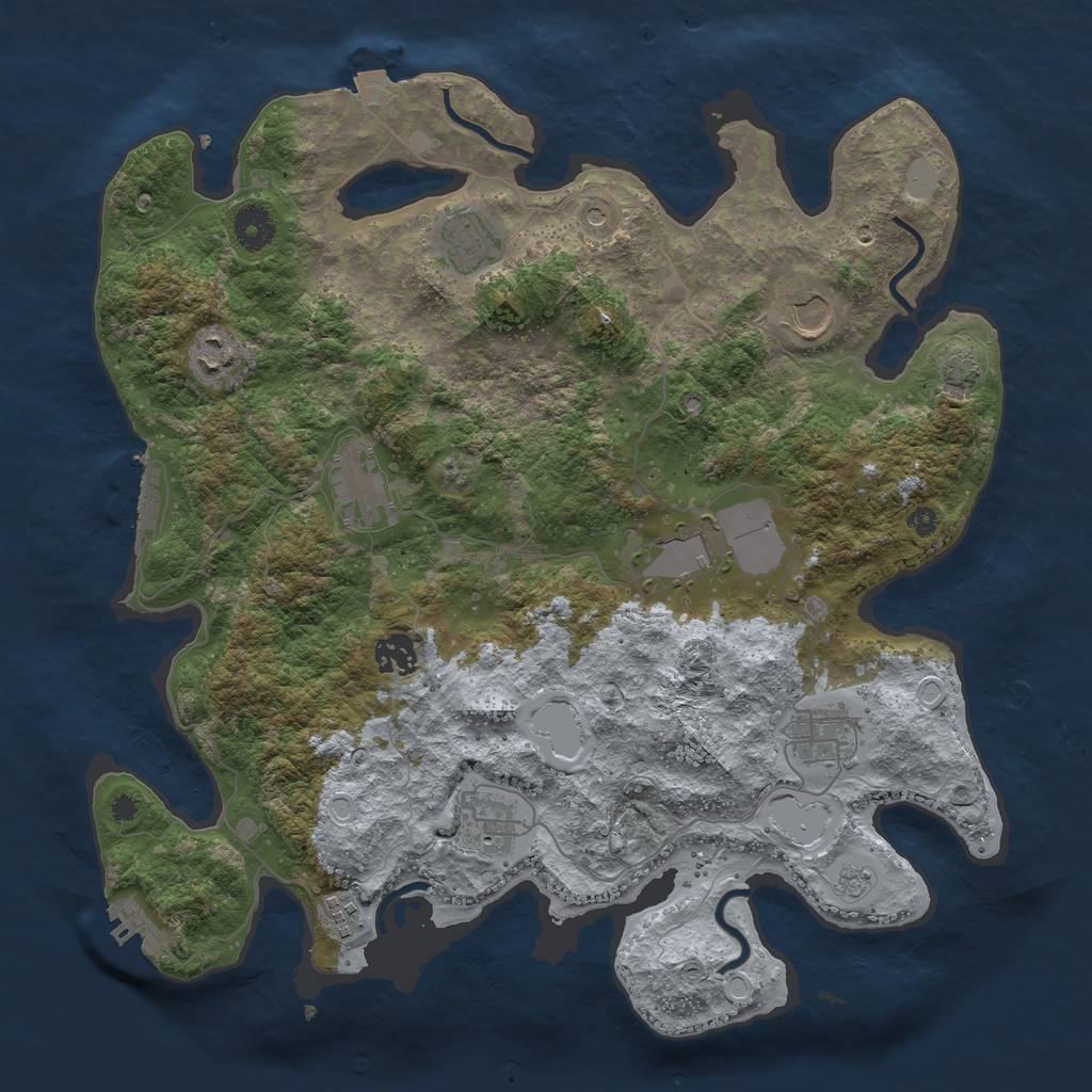 Rust Map: Procedural Map, Size: 3800, Seed: 24080168, 17 Monuments