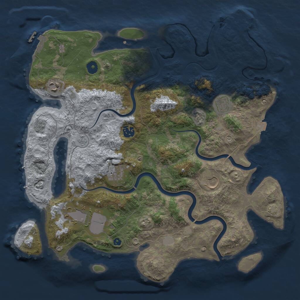 Rust Map: Procedural Map, Size: 3800, Seed: 5069631, 13 Monuments