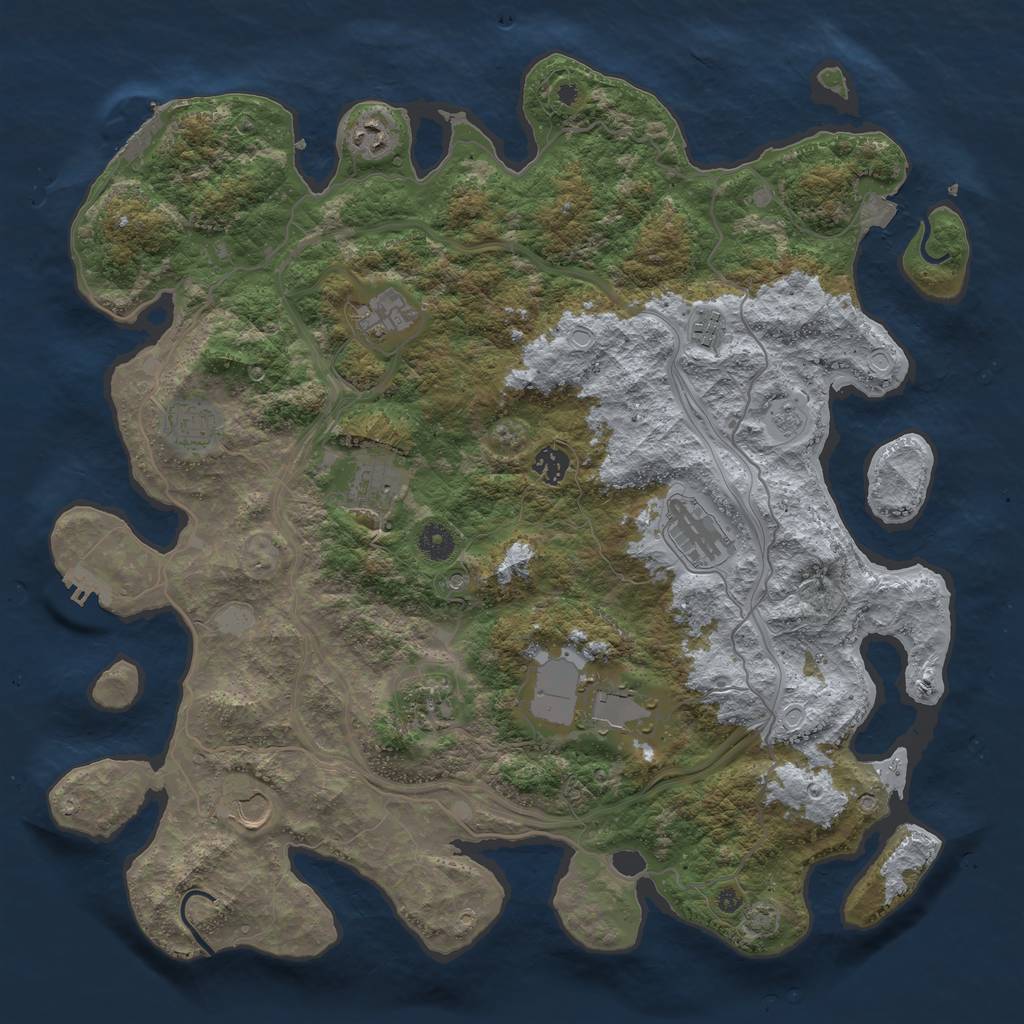 Rust Map: Procedural Map, Size: 4250, Seed: 74285307, 18 Monuments