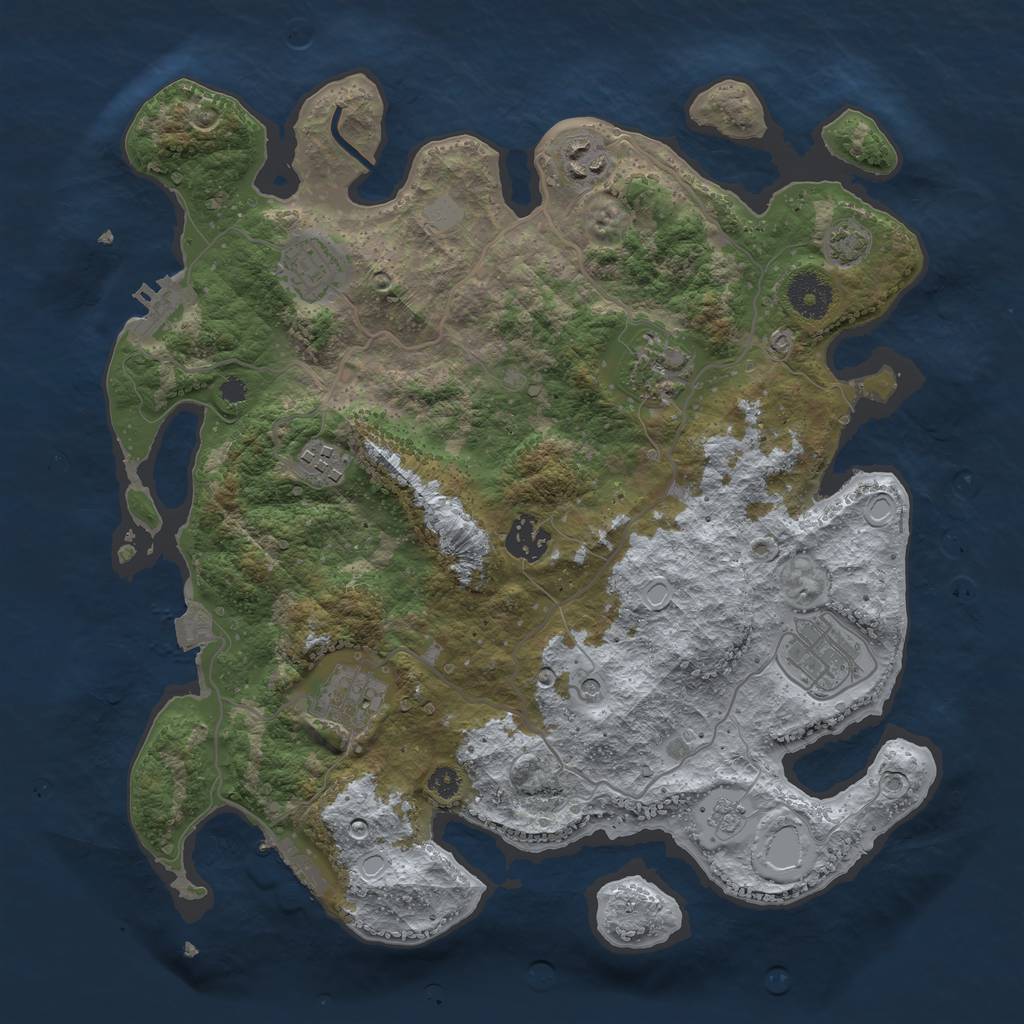Rust Map: Procedural Map, Size: 3450, Seed: 31667340, 15 Monuments