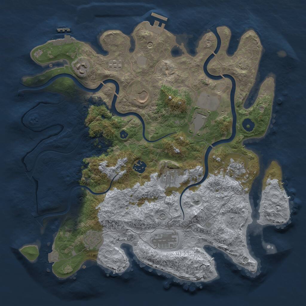 Rust Map: Procedural Map, Size: 3700, Seed: 28589259, 15 Monuments