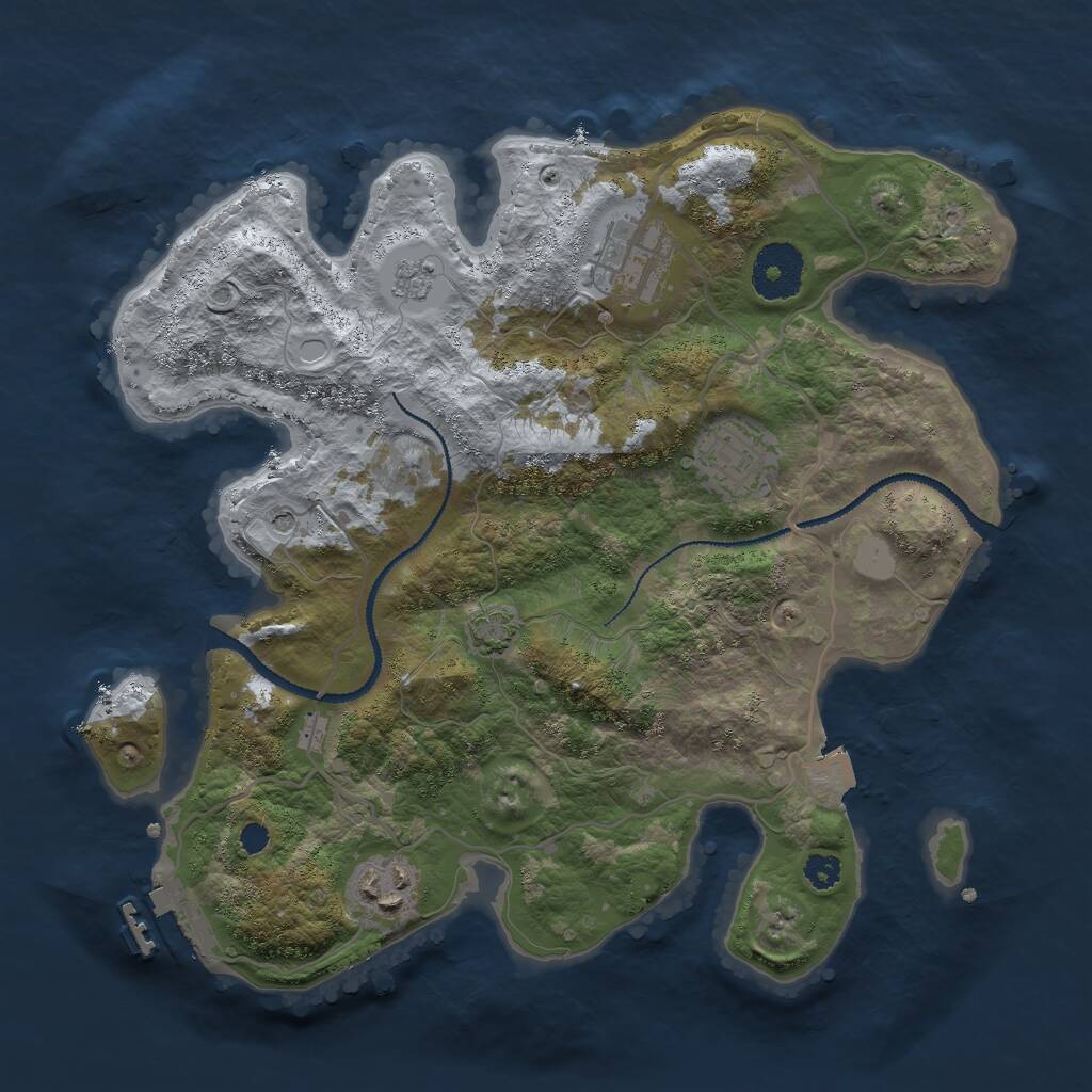 Rust Map: Procedural Map, Size: 3000, Seed: 386836502, 8 Monuments