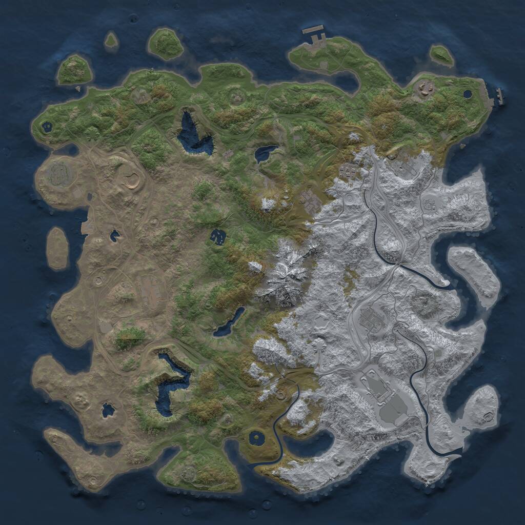 Rust Map: Procedural Map, Size: 5000, Seed: 1435, 16 Monuments
