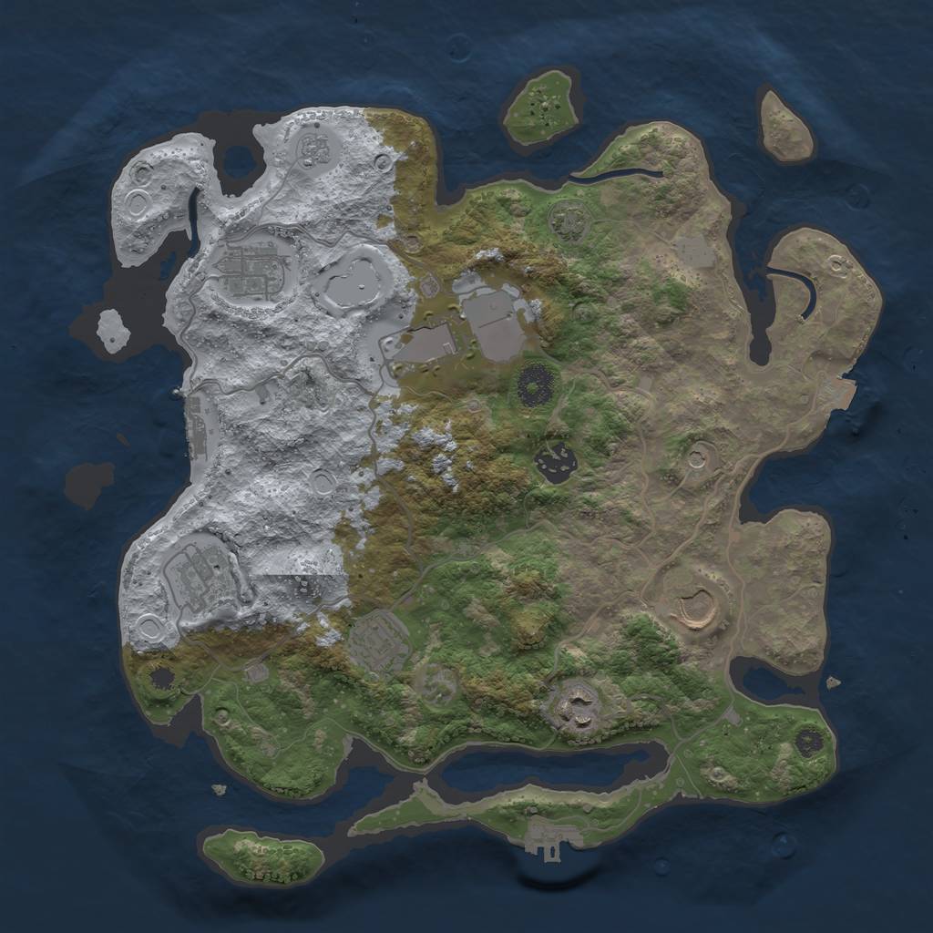 Rust Map: Procedural Map, Size: 3500, Seed: 295853562, 15 Monuments