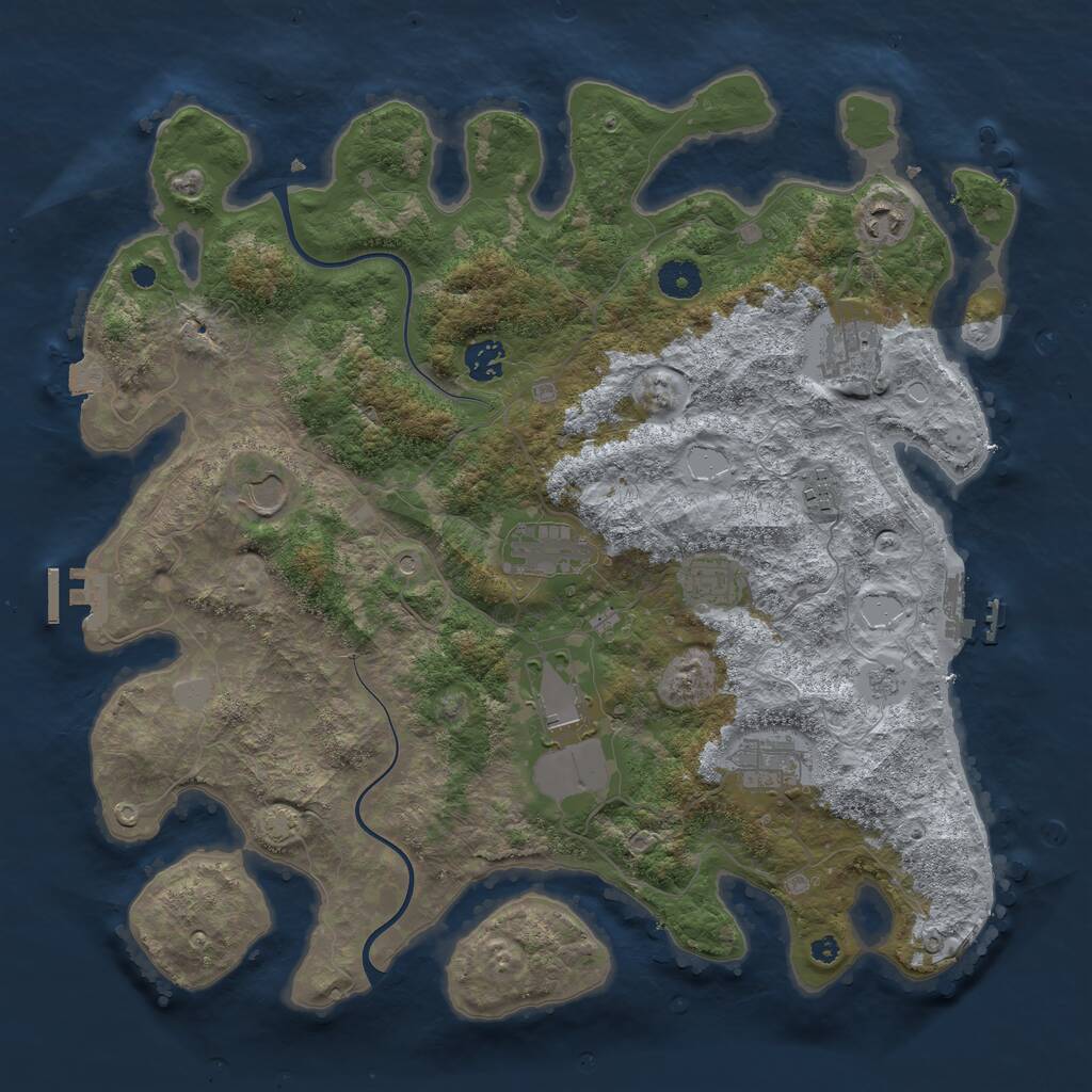 Rust Map: Procedural Map, Size: 3950, Seed: 2009473895, 15 Monuments