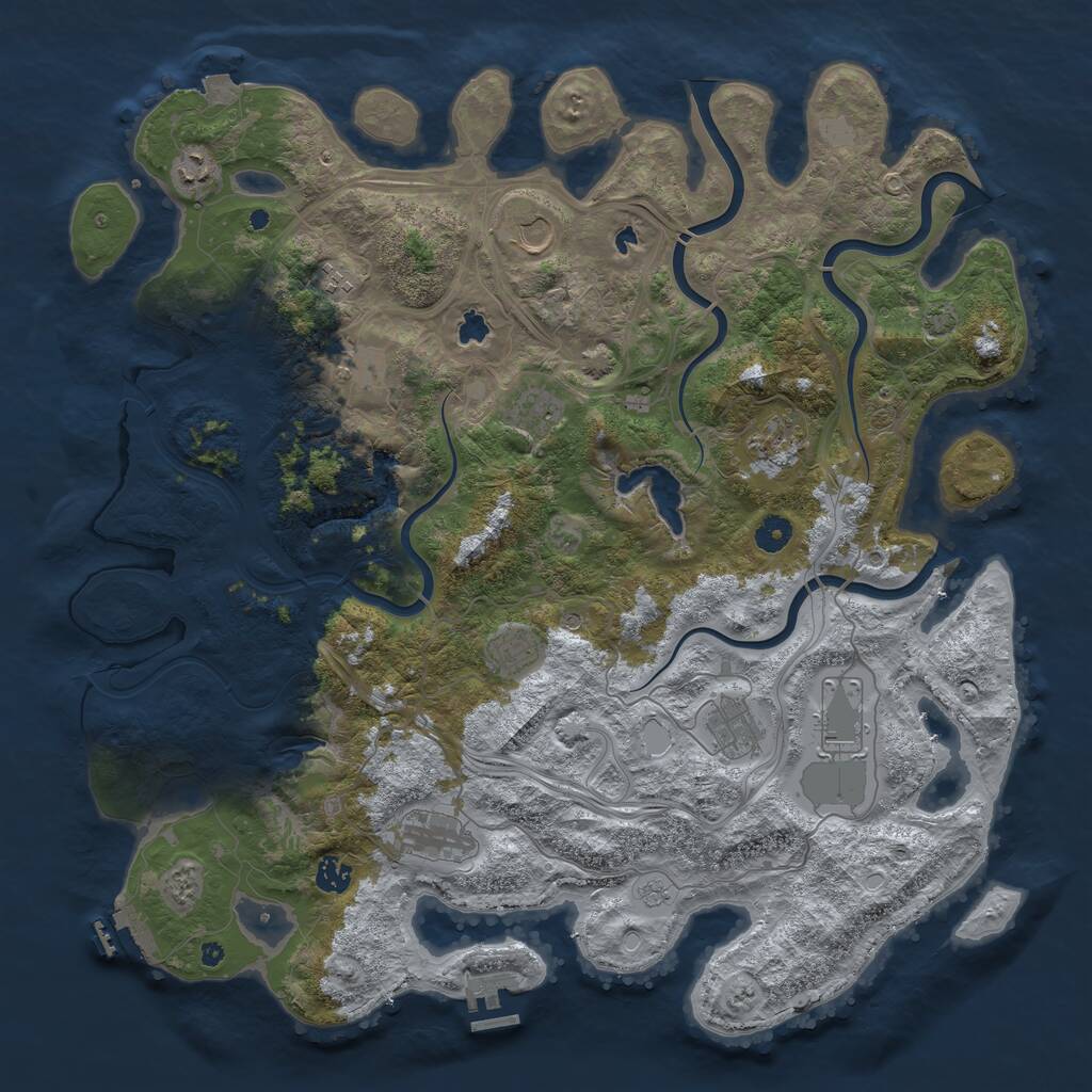 Rust Map: Procedural Map, Size: 4500, Seed: 1886174302, 17 Monuments