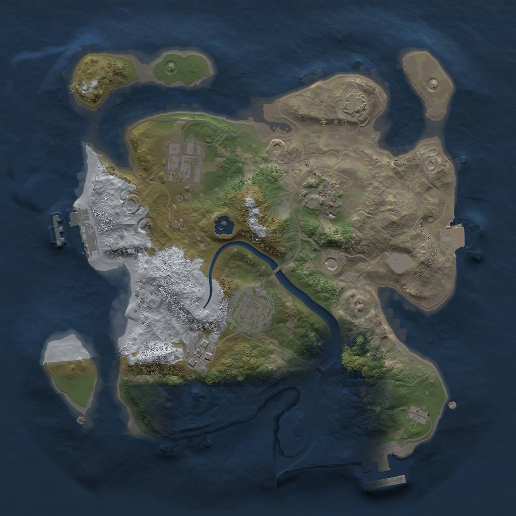 Rust Map: Procedural Map, Size: 2600, Seed: 2102114667, 9 Monuments