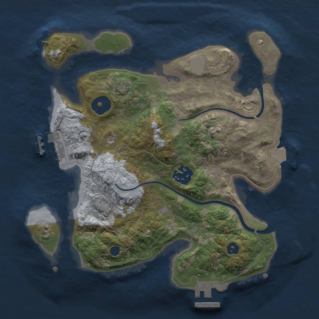 Rust Map: Procedural Map, Size: 2600, Seed: 2102114667, 6 Monuments