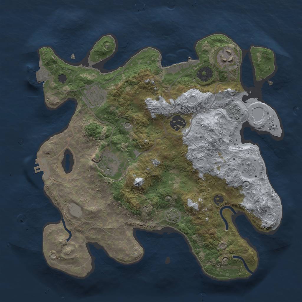 Rust Map: Procedural Map, Size: 3000, Seed: 843861567, 13 Monuments