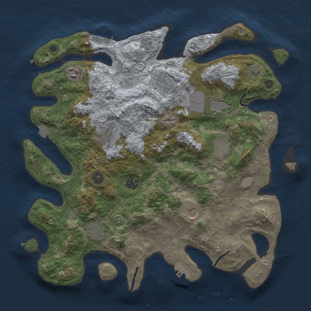 Rust Map: Procedural Map, Size: 3850, Seed: 72191254, 17 Monuments