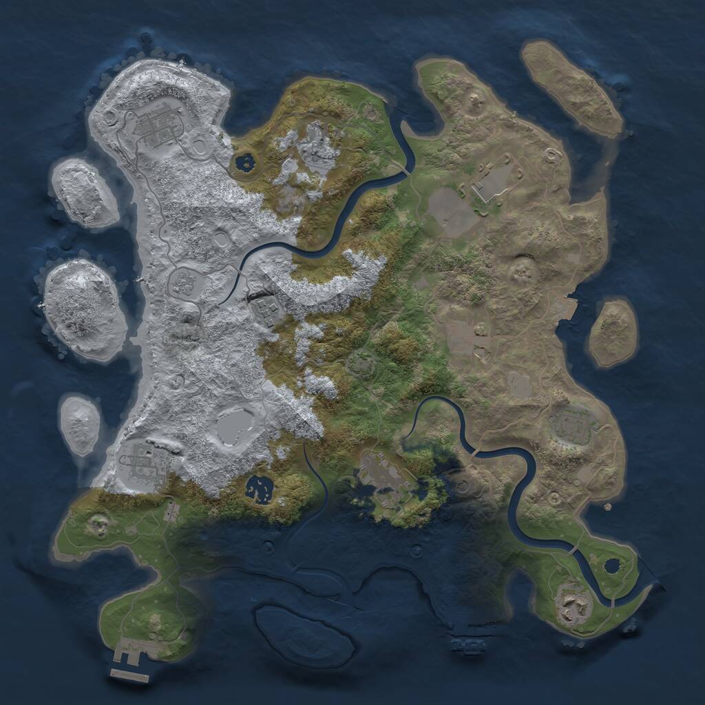 Rust Map: Procedural Map, Size: 3700, Seed: 259196587, 16 Monuments