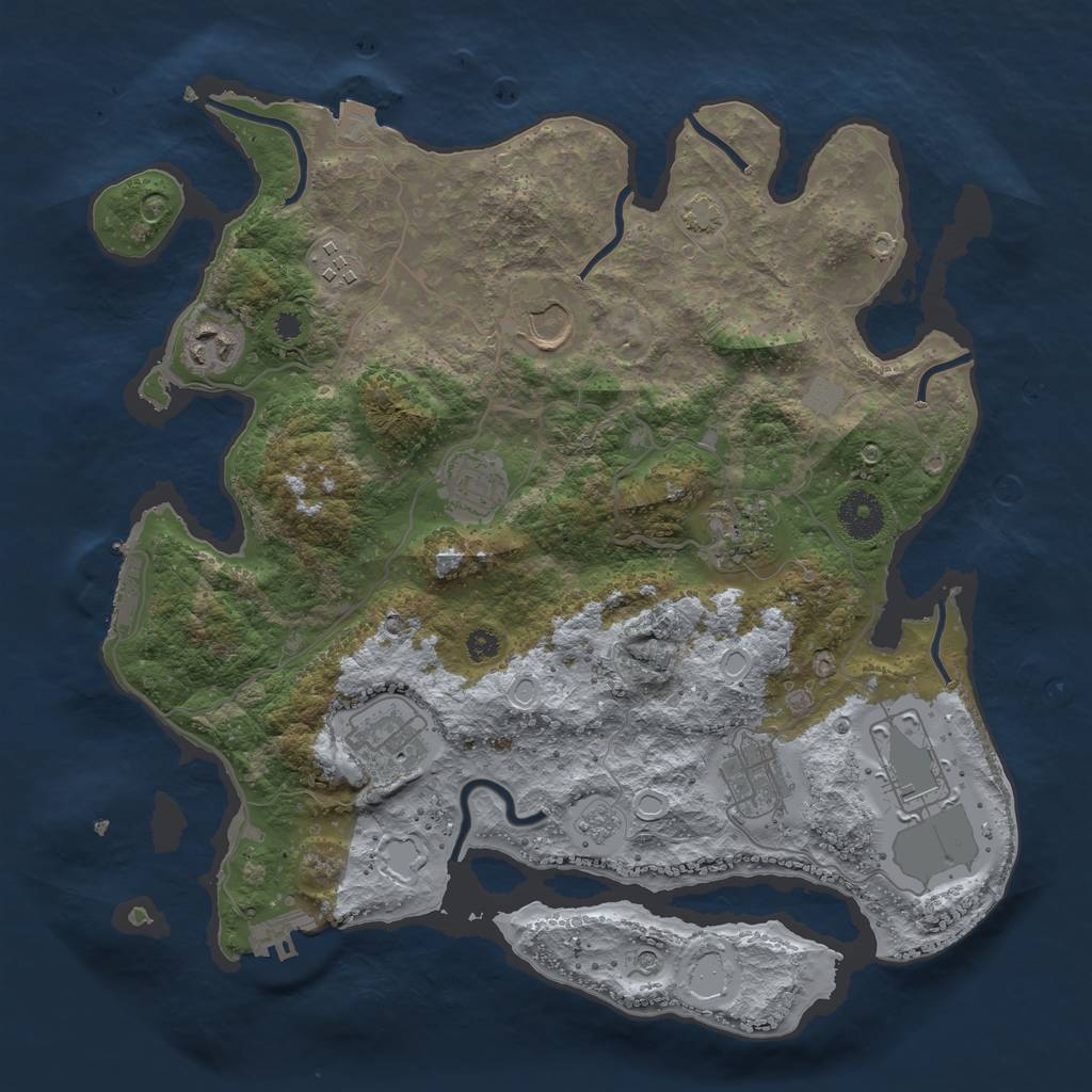 Rust Map: Procedural Map, Size: 3500, Seed: 27435, 16 Monuments
