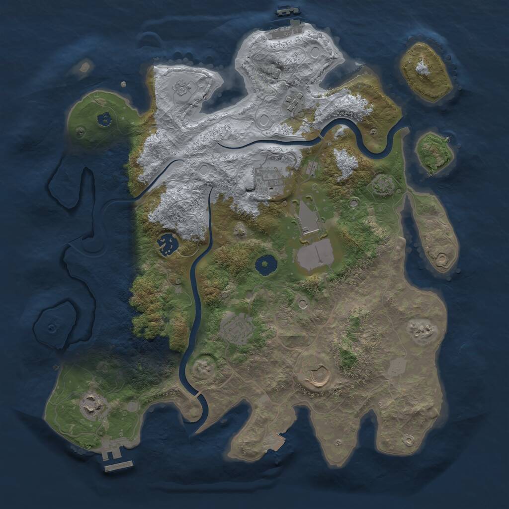 Rust Map: Procedural Map, Size: 3650, Seed: 63721261, 13 Monuments