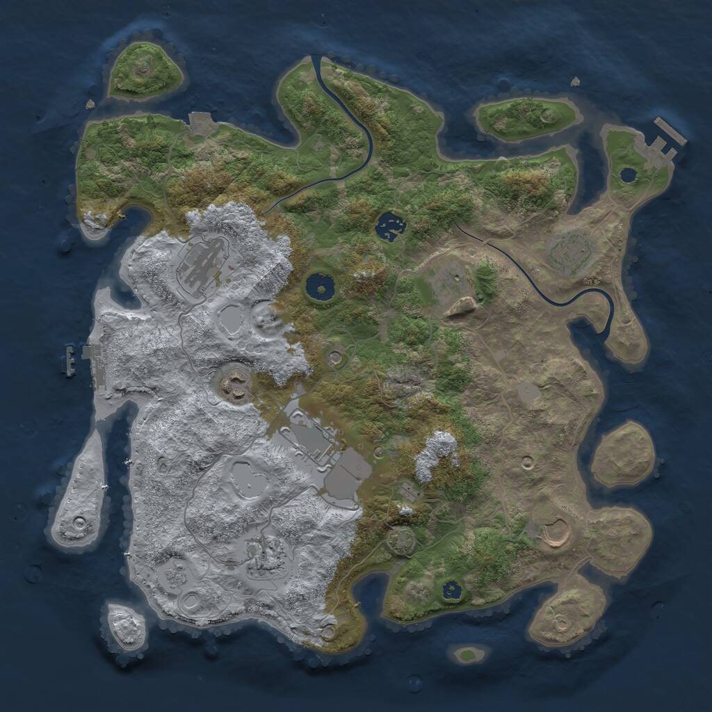 Rust Map: Procedural Map, Size: 3750, Seed: 11511474, 14 Monuments