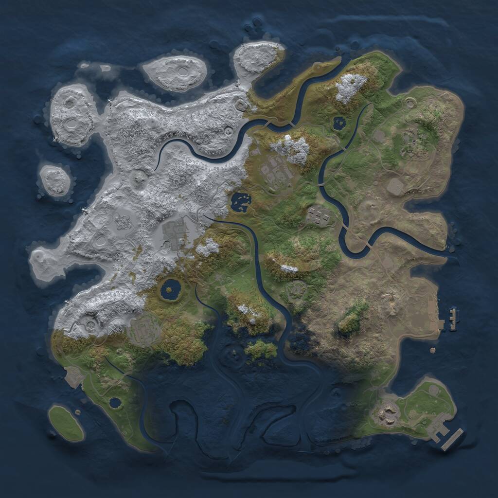 Rust Map: Procedural Map, Size: 3650, Seed: 3466566, 13 Monuments