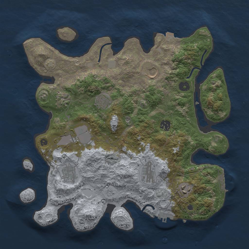 Rust Map: Procedural Map, Size: 3550, Seed: 19864575, 16 Monuments