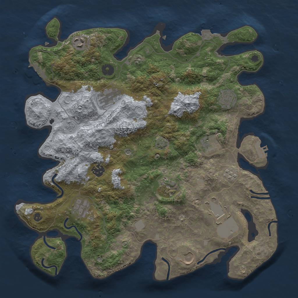 Rust Map: Procedural Map, Size: 3700, Seed: 23413576, 18 Monuments
