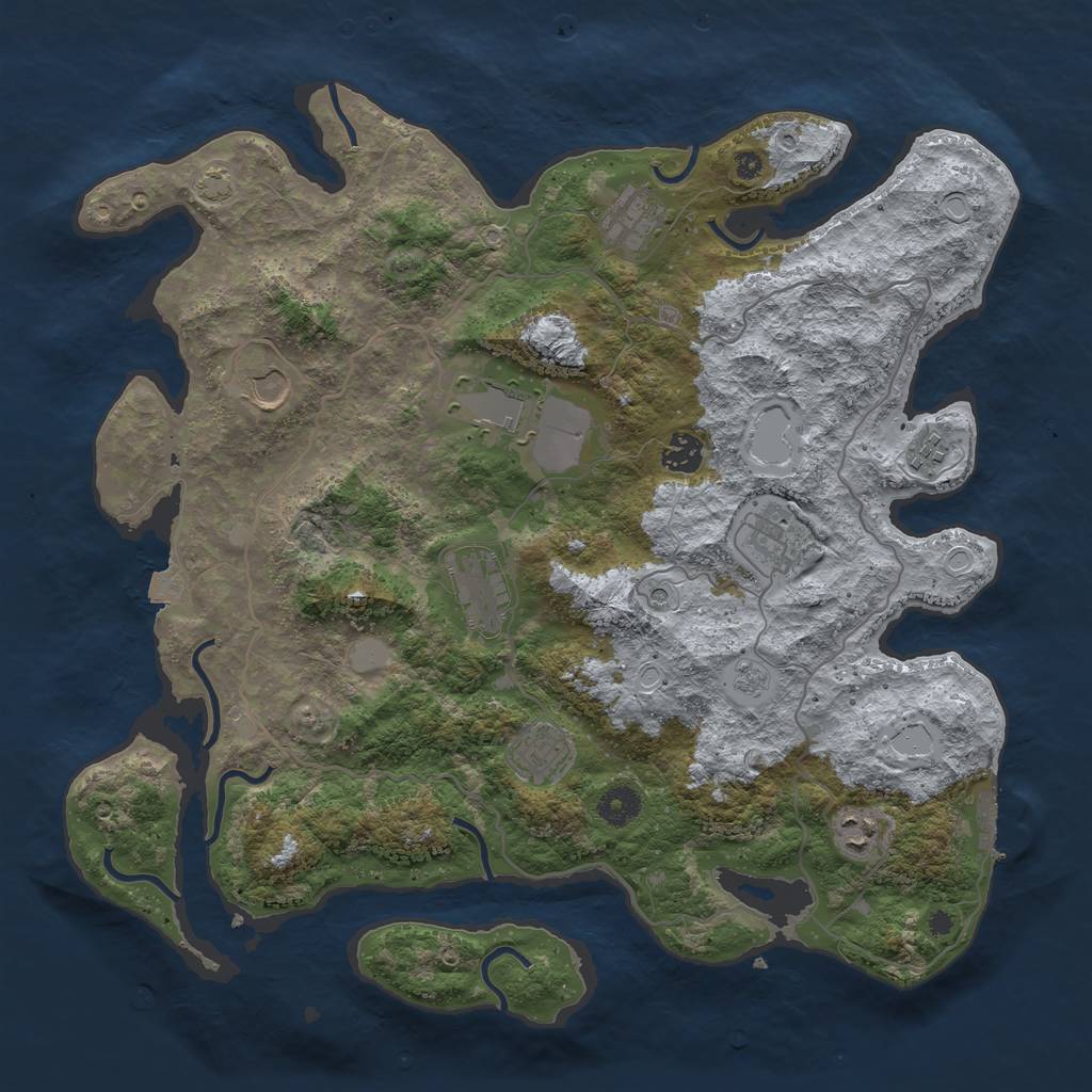 Rust Map: Procedural Map, Size: 4000, Seed: 43285100, 16 Monuments