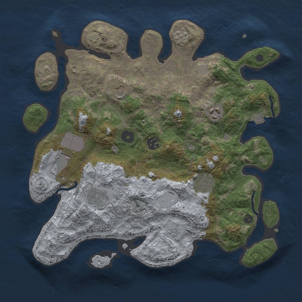 Rust Map: Procedural Map, Size: 3500, Seed: 7036, 13 Monuments
