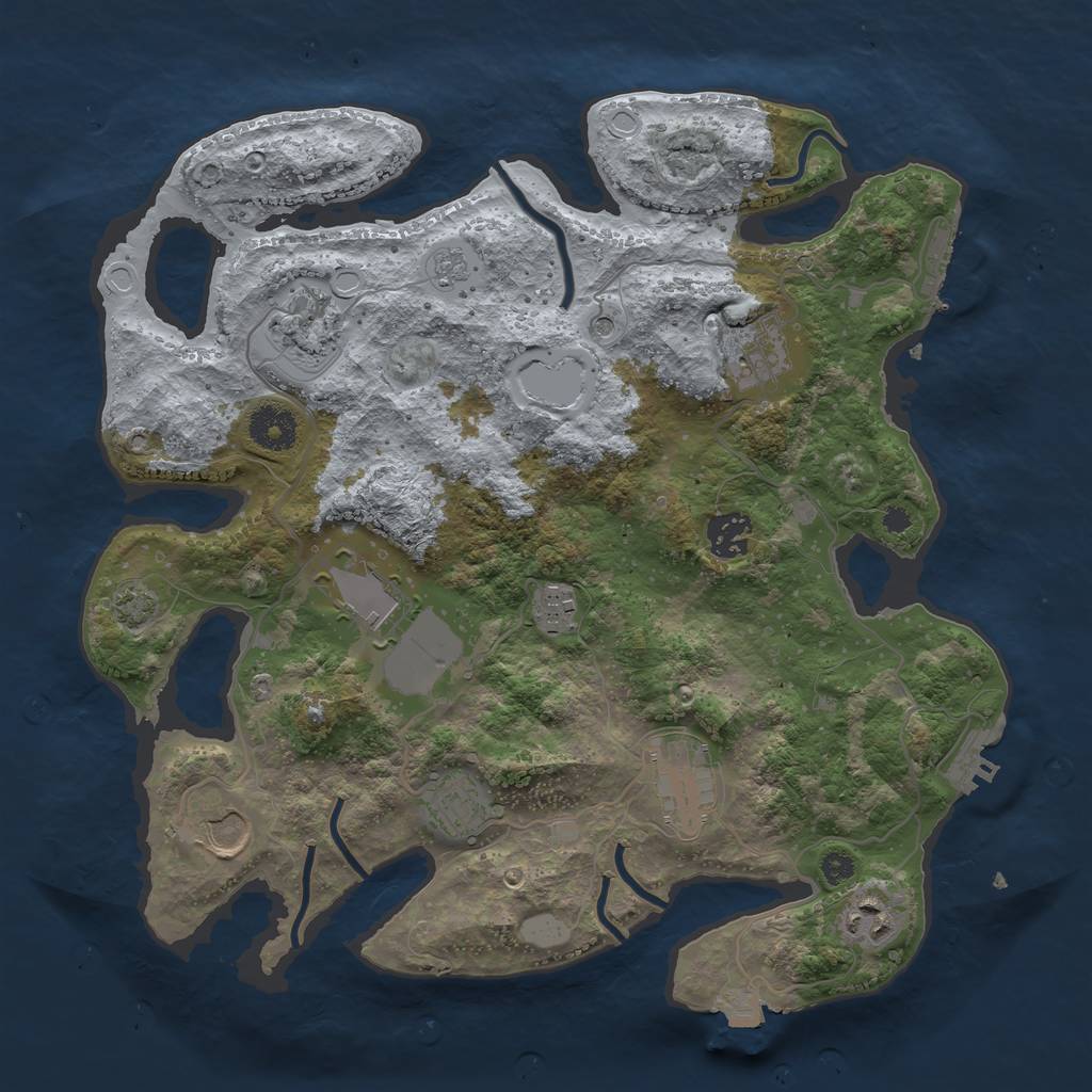Rust Map: Procedural Map, Size: 3500, Seed: 12414571, 17 Monuments