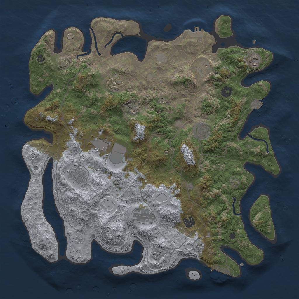 Rust Map: Procedural Map, Size: 4000, Seed: 20452886, 17 Monuments