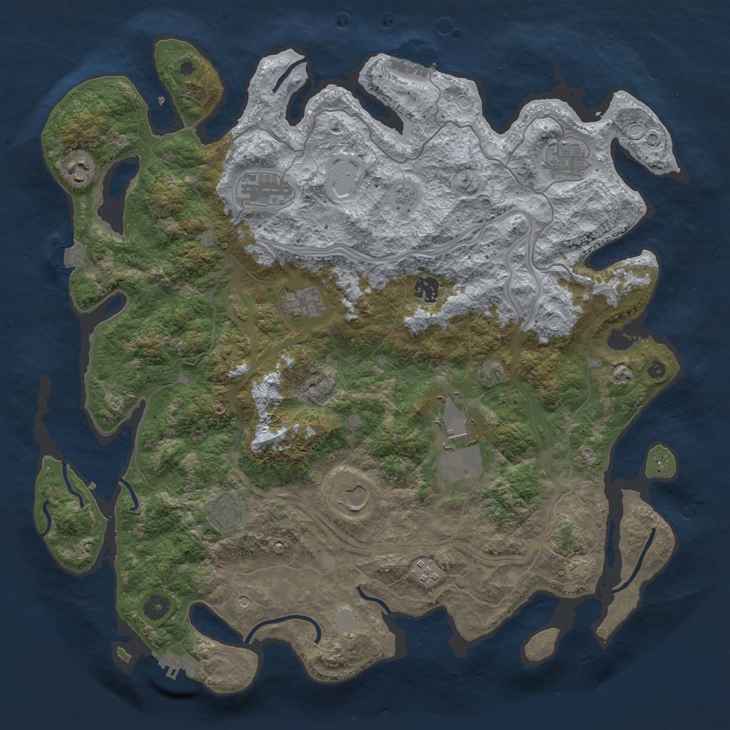 Rust Map: Procedural Map, Size: 4300, Seed: 68103857, 17 Monuments