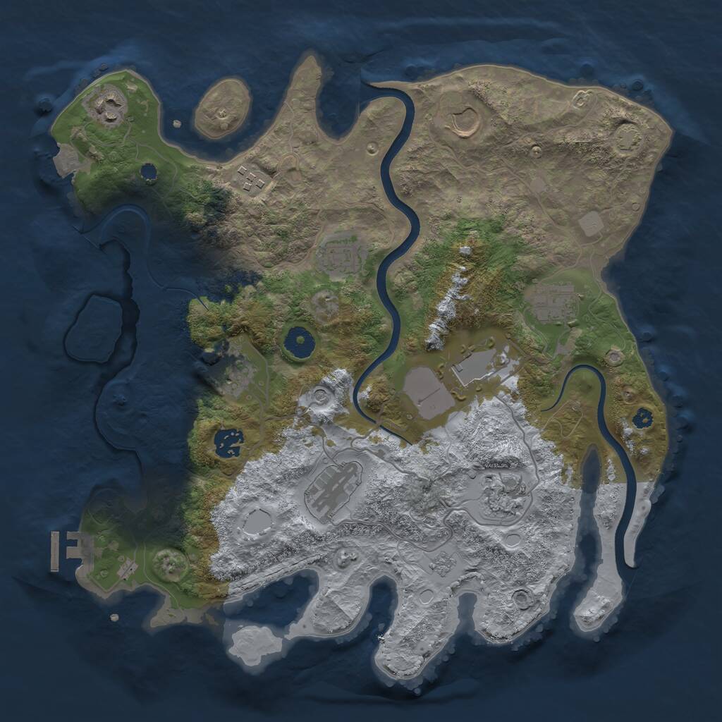 Rust Map: Procedural Map, Size: 3600, Seed: 77396152, 15 Monuments