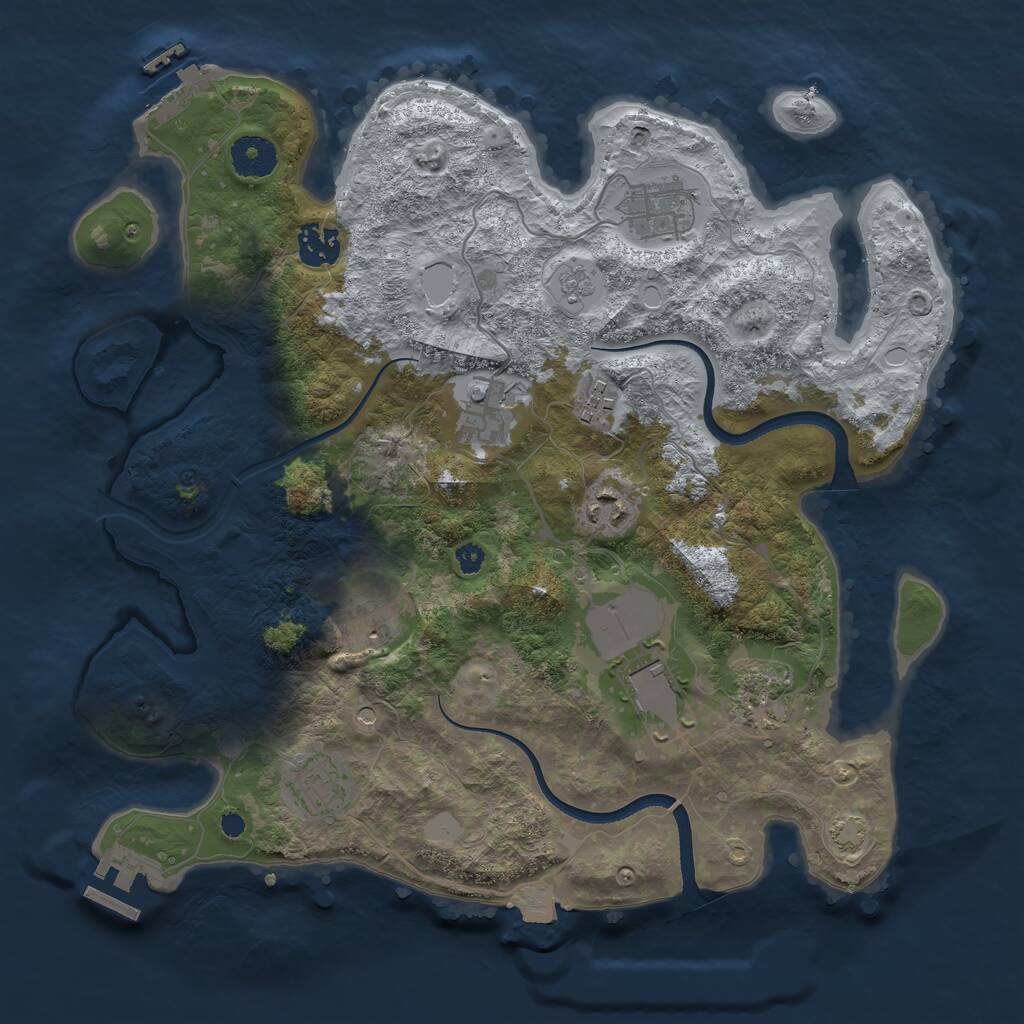 Rust Map: Procedural Map, Size: 3500, Seed: 18596855, 15 Monuments