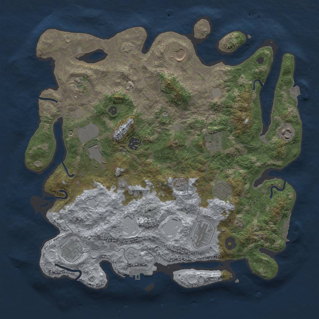 Rust Map: Procedural Map, Size: 3850, Seed: 59344455, 18 Monuments