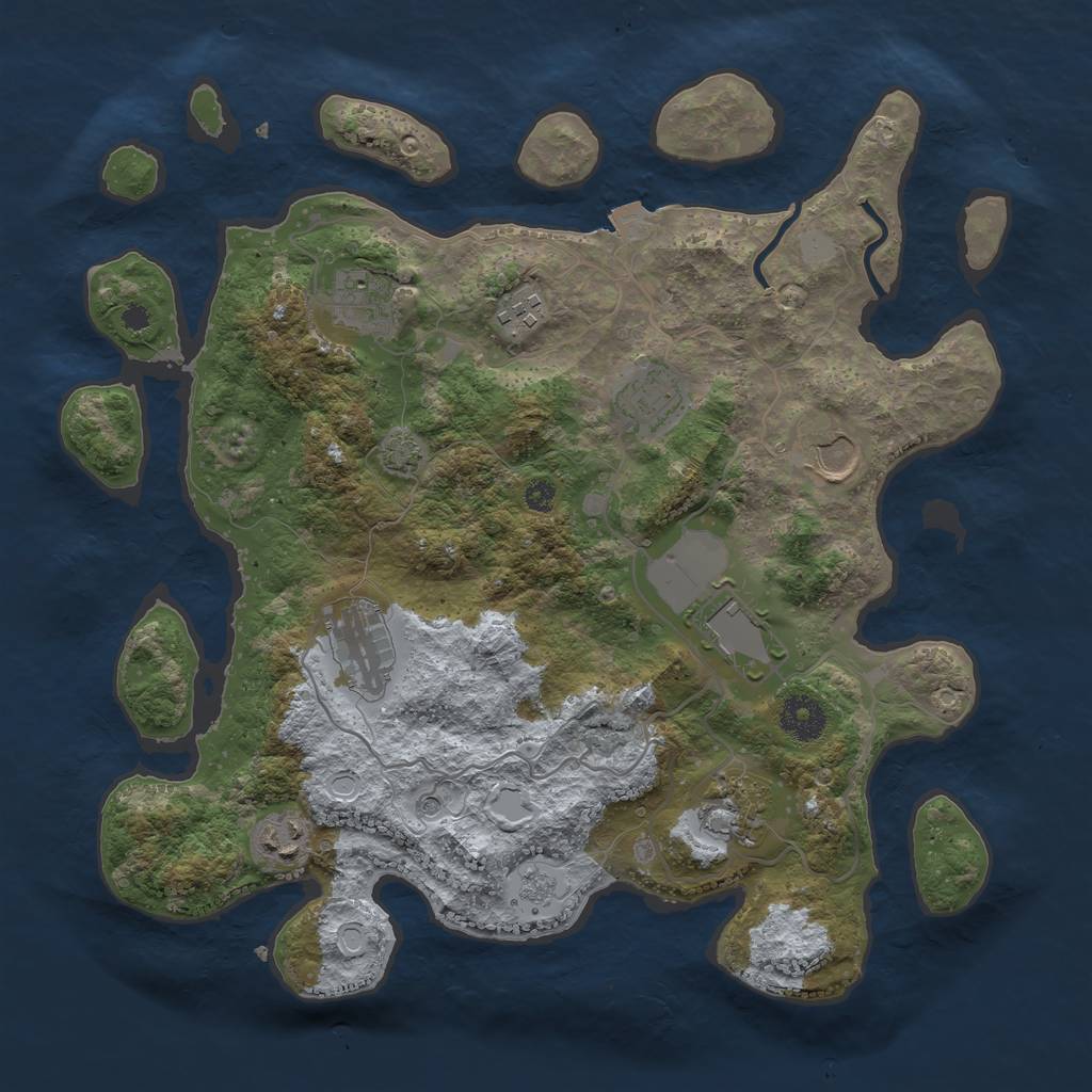 Rust Map: Procedural Map, Size: 3550, Seed: 48533052, 14 Monuments