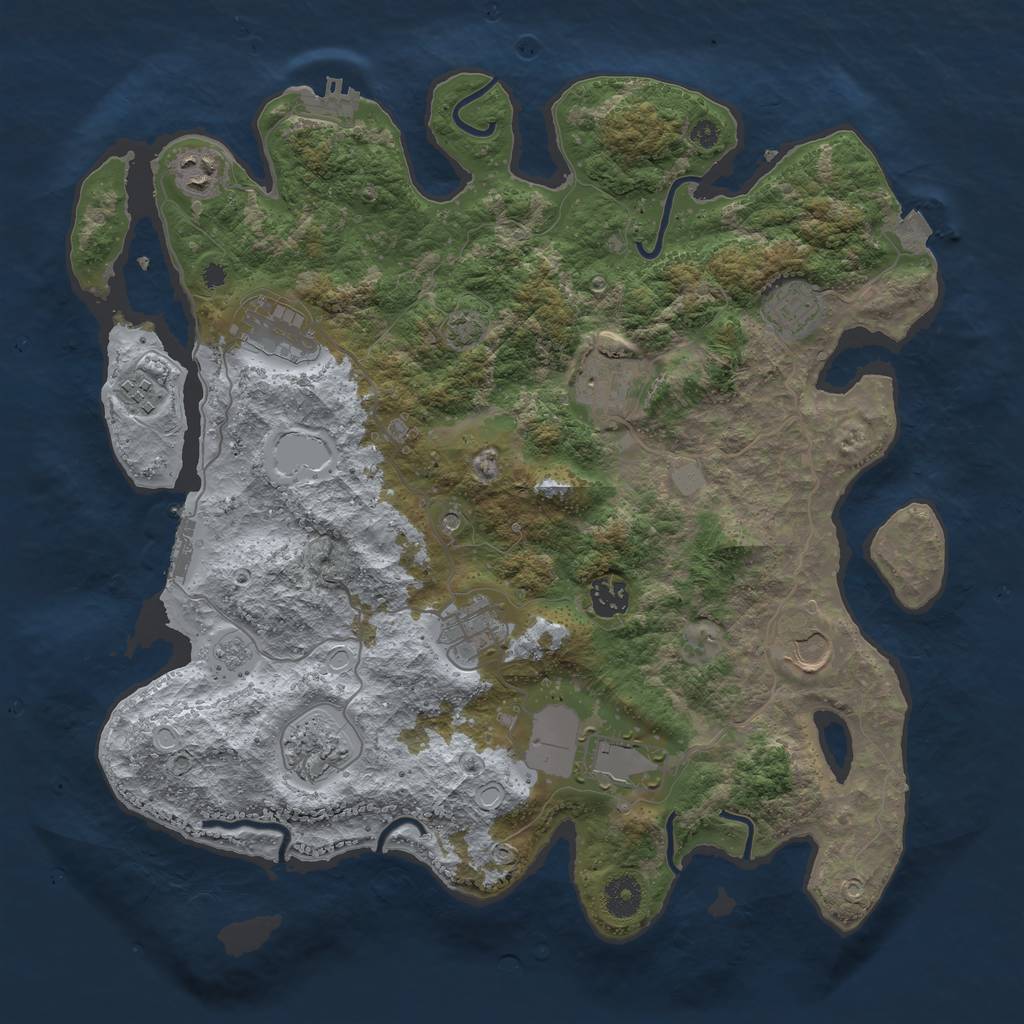 Rust Map: Procedural Map, Size: 3850, Seed: 19990653, 18 Monuments
