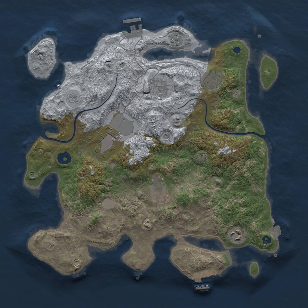 Rust Map: Procedural Map, Size: 3500, Seed: 74318993, 12 Monuments
