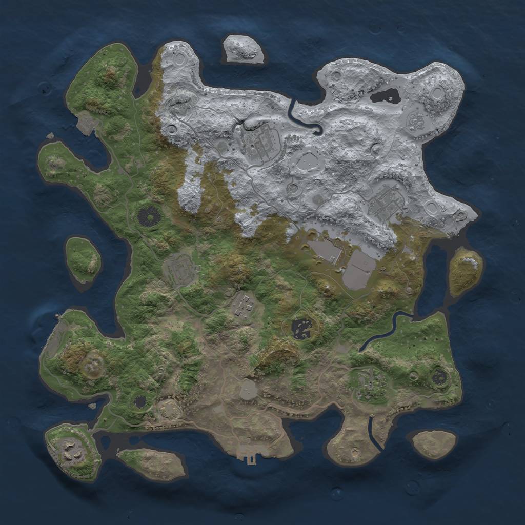 Rust Map: Procedural Map, Size: 3600, Seed: 48663878, 16 Monuments