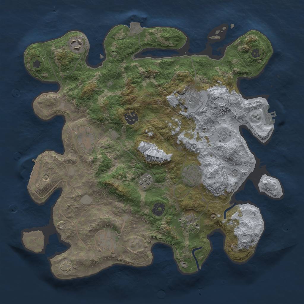 Rust Map: Procedural Map, Size: 3450, Seed: 52607224, 16 Monuments