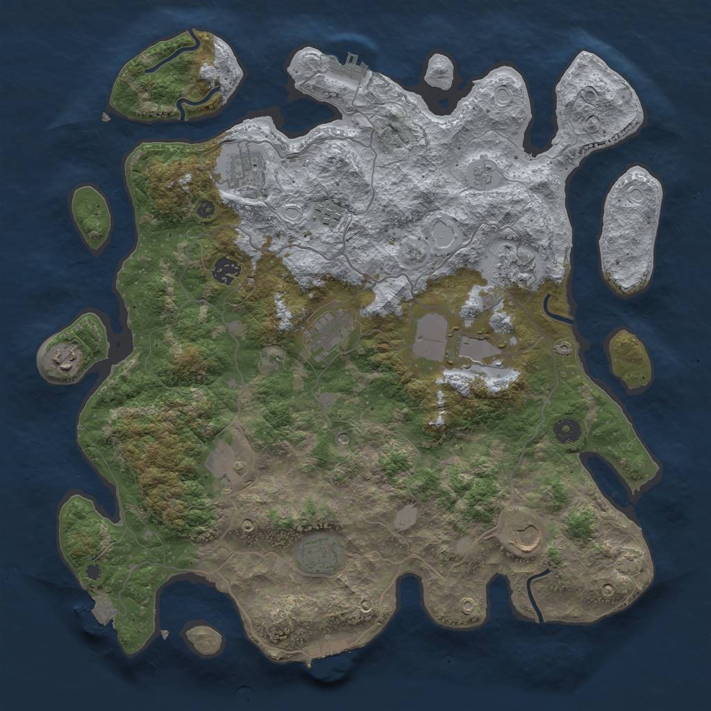 Rust Map: Procedural Map, Size: 4000, Seed: 16307390, 18 Monuments