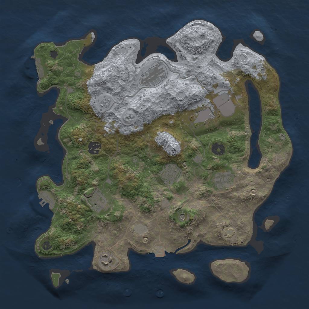 Rust Map: Procedural Map, Size: 3500, Seed: 4577739, 15 Monuments