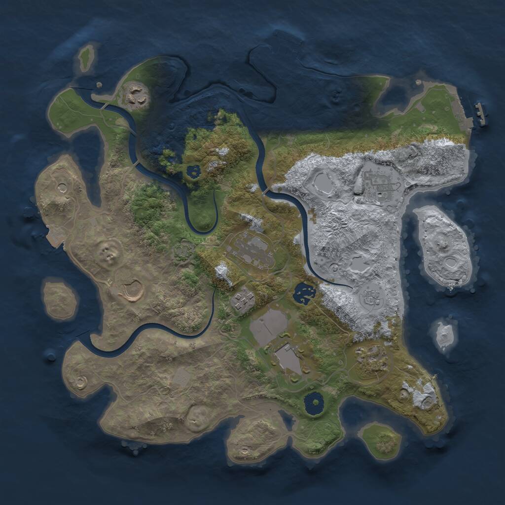 Rust Map: Procedural Map, Size: 3500, Seed: 1391398, 14 Monuments