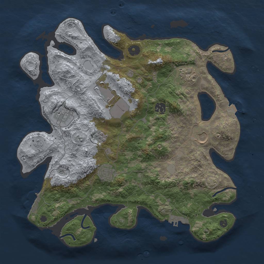 Rust Map: Procedural Map, Size: 3500, Seed: 244816937, 15 Monuments