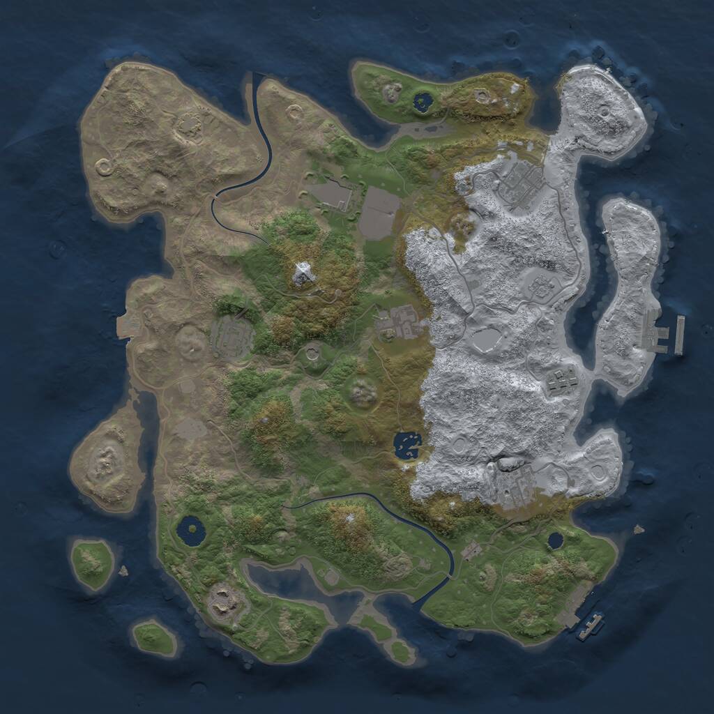 Rust Map: Procedural Map, Size: 3700, Seed: 2093256454, 14 Monuments